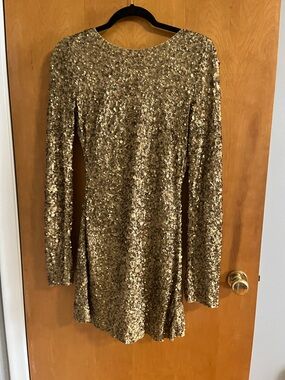 meshki beaded dress Eloise Hand Beaded Mini Dress - Gold Swirl Print main image 0